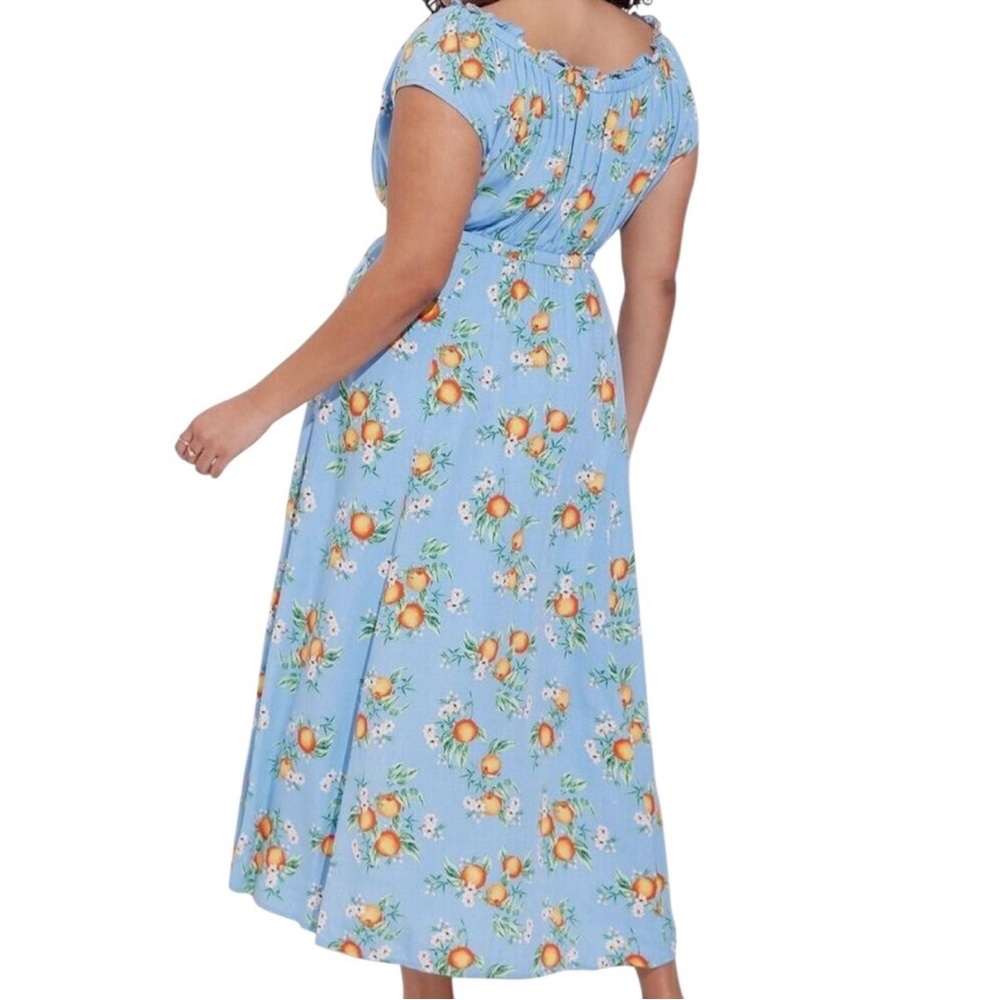 Torrid Maxi Textured Woven Double Slit Dress Orange Groves Blue NWT Size 2 18/20 - Picture 4 of 6